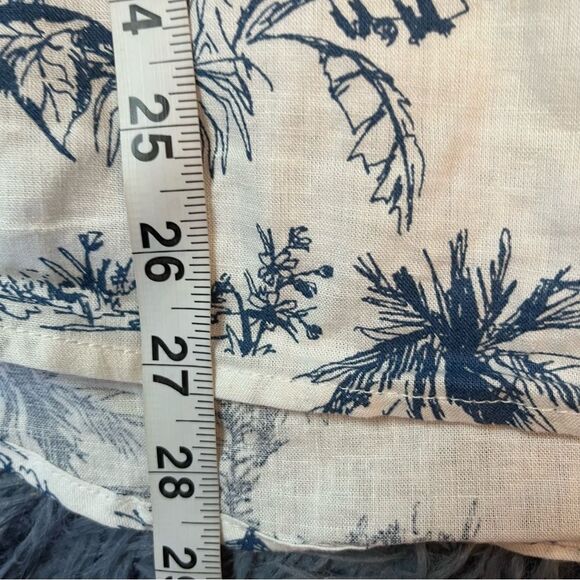 Cynthia Rowley Blue White Floral Print Linen Top Size XXL - Picture 3 of 4